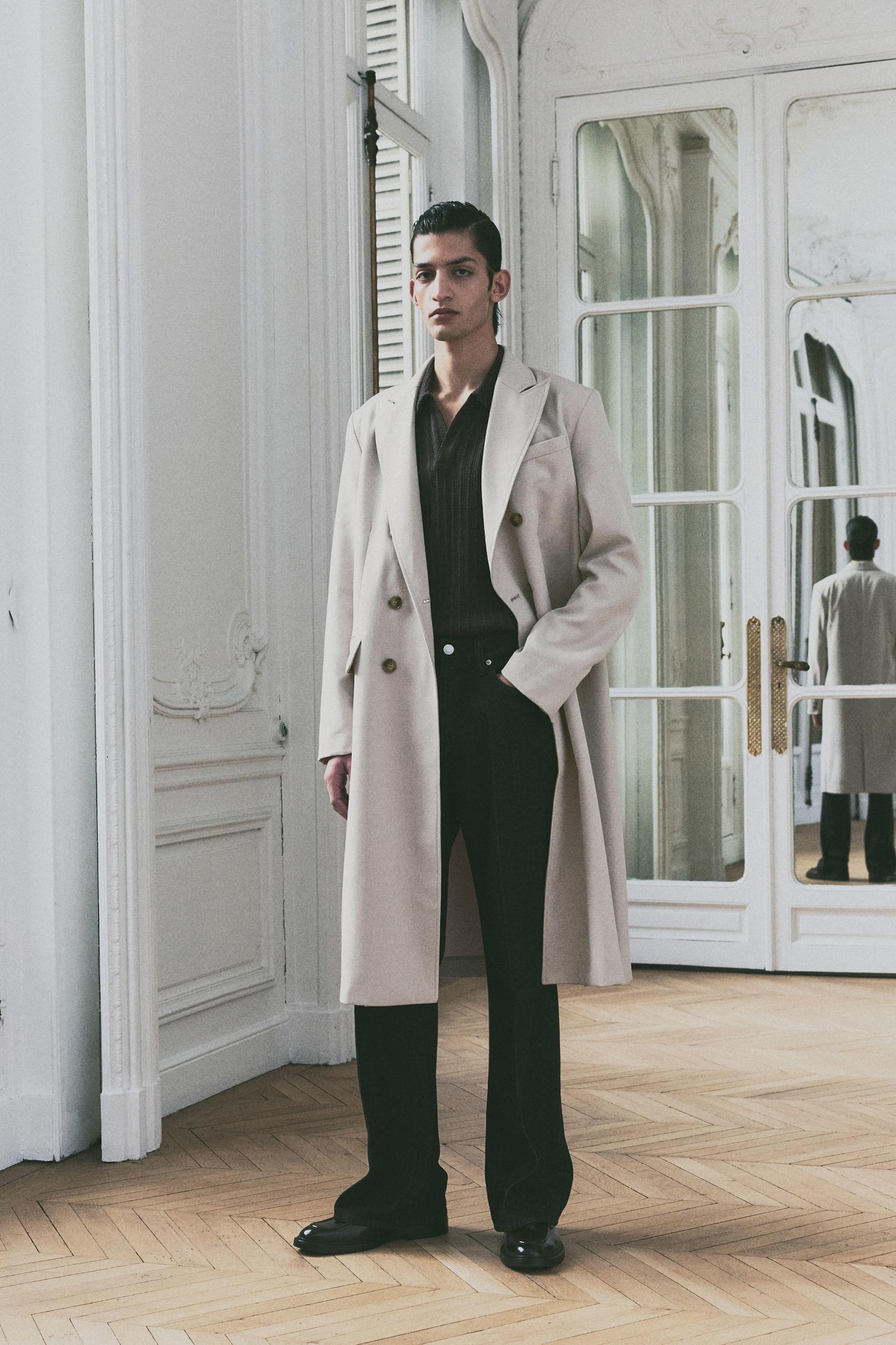 Relaxed-Fit Double-Breasted Twill Coat Product Image
