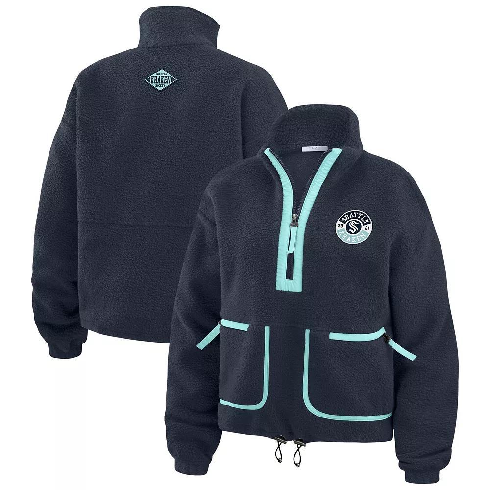 Women's WEAR by Erin Andrews Black Pittsburgh Steelers Polar Fleece Half-Zip Jacket, Size: XS Product Image
