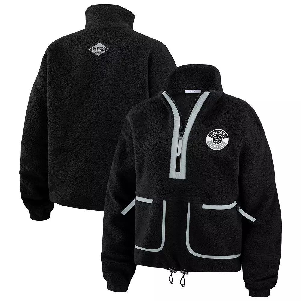 Women's WEAR by Erin Andrews Black Pittsburgh Steelers Polar Fleece Half-Zip Jacket, Size: XS Product Image