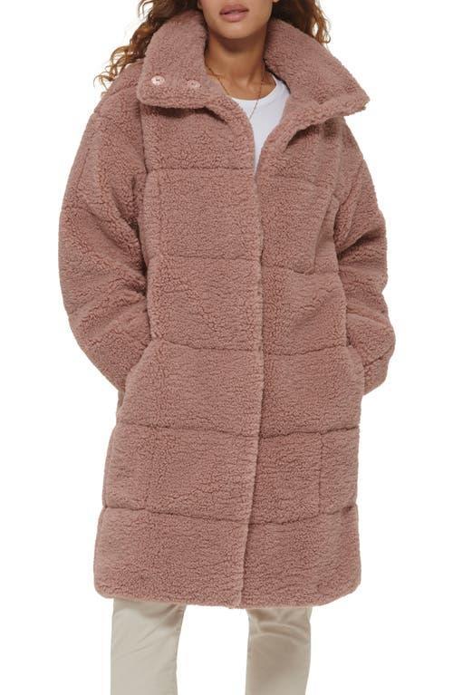 Women's Levi's® Long Quilted Sherpa Coat, Size: Medium, Darkest Green Product Image