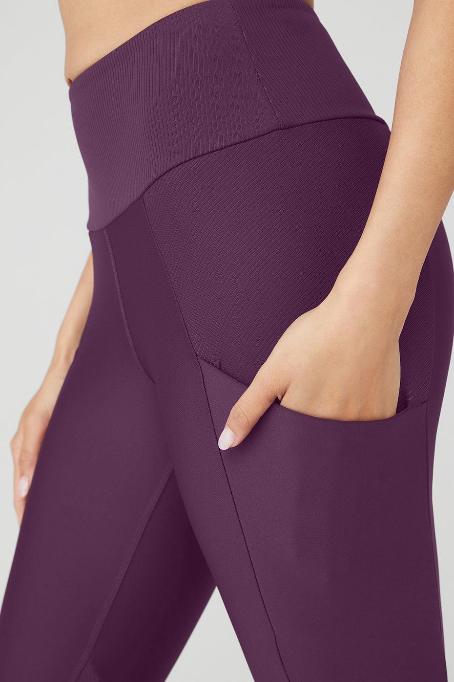 Alo Yoga | Ribbed Airlift High-Waist 7/8 Enchanted Legging Purple Product Image
