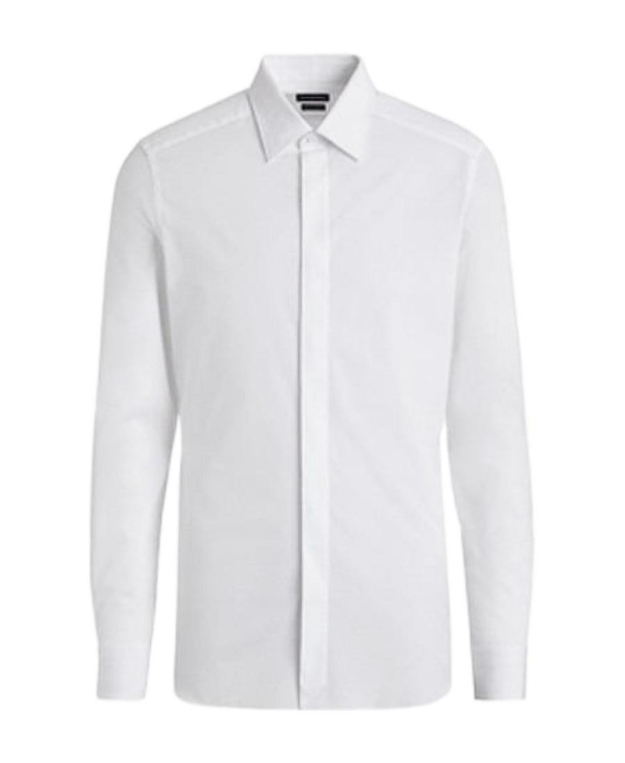 ZEGNA Long-sleeved Lapel Shirt In White Product Image