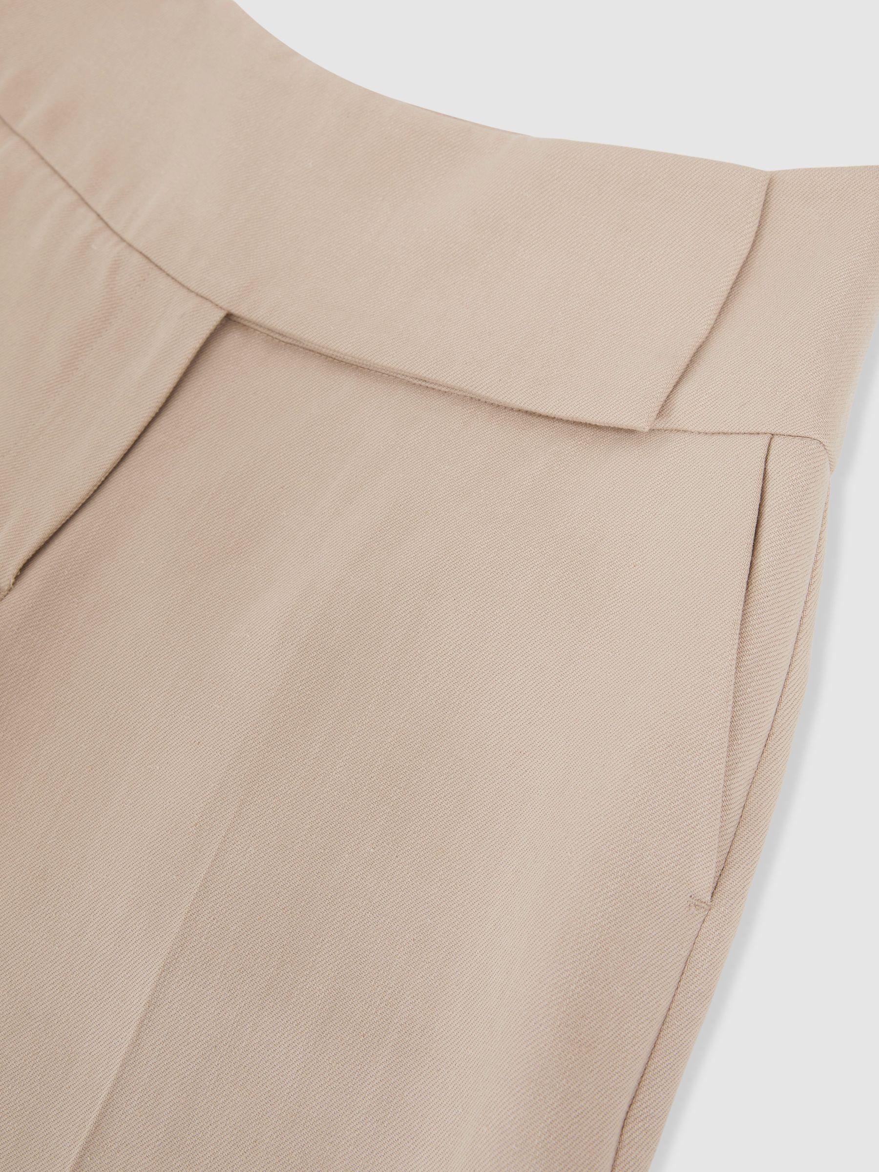 Petite Poplin Belted Split Midi Dress in Ivory Product Image