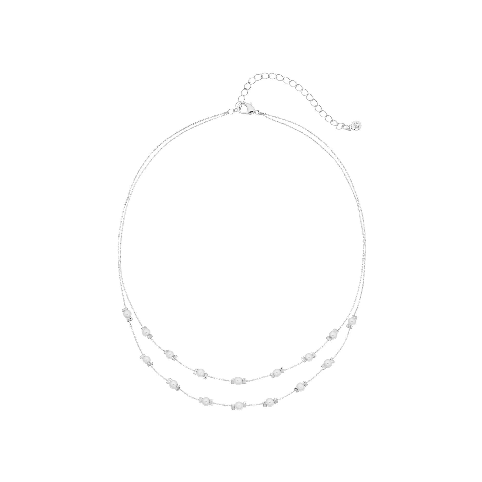 LC Lauren Conrad Double Strand Simulated Pearl Necklace, Women's, White Product Image