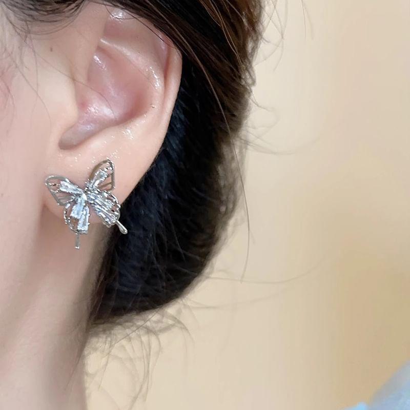 Butterfly Rhinestone Alloy Stud Earring Product Image