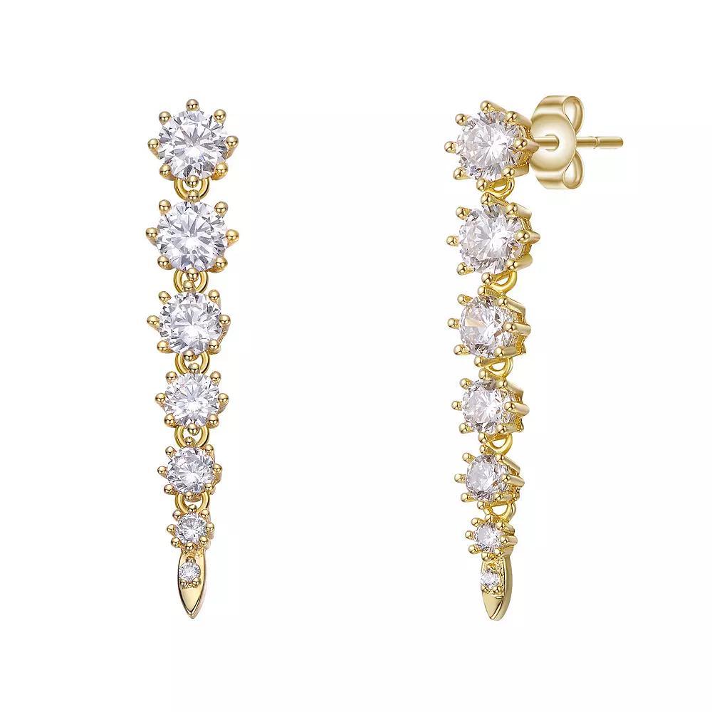 Cubic Zirconia Linear Fringe Icicle Earrings, Womens, Gold Tone Product Image