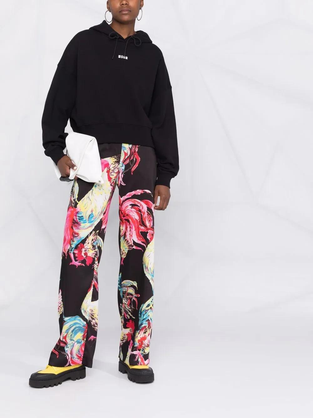 MSGM Logo-print Drawstring Hoodie In Black Product Image