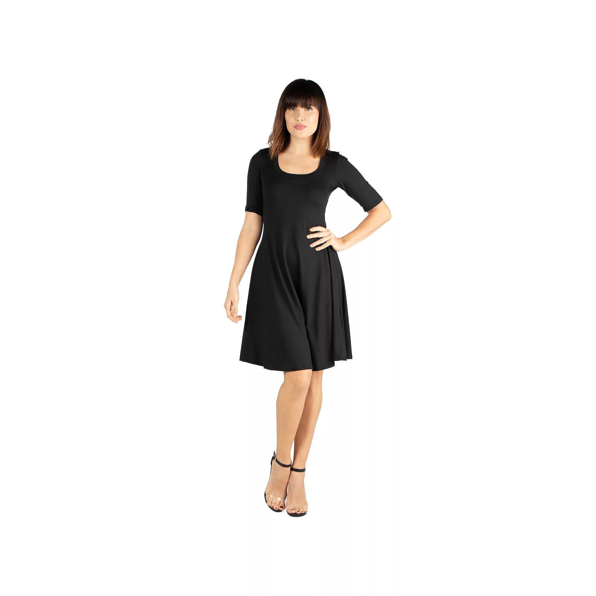 Women's 24seven Comfort Apparel Knee Length A-Line Dress, Size: Small, Black Product Image