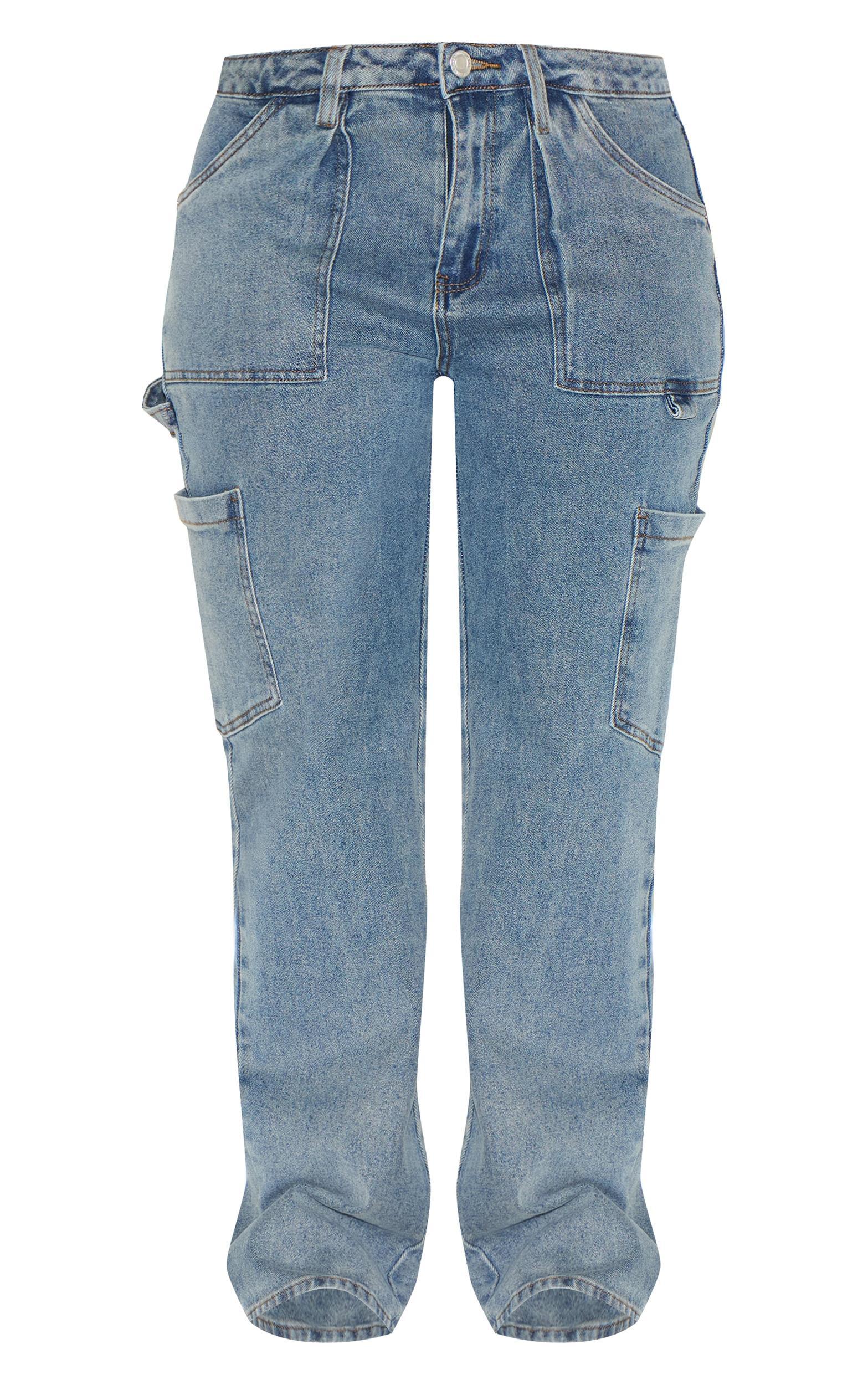 Shape Vintage Wash Cargo Wide Leg Jeans Product Image