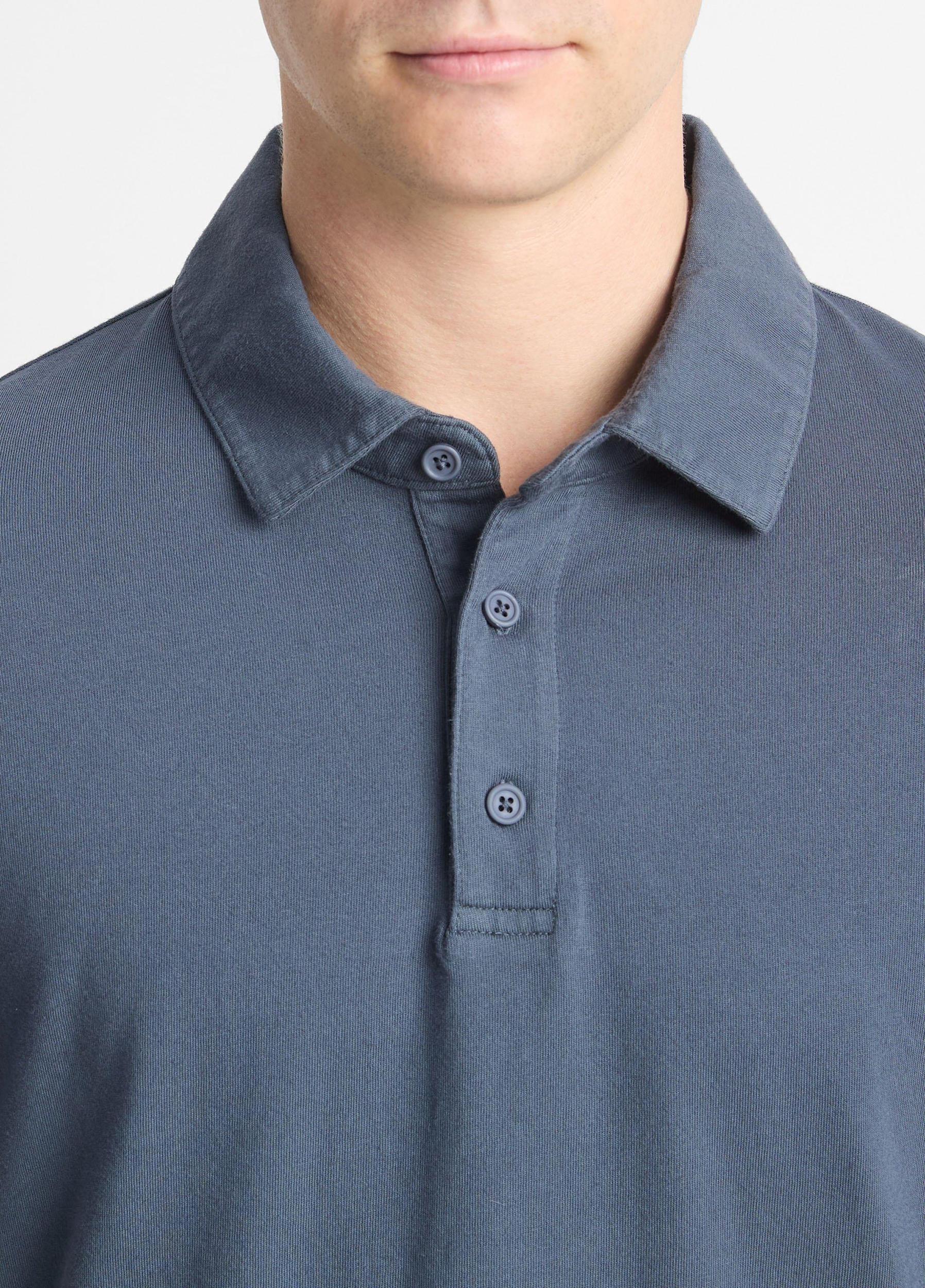 Mens Garment Dye Cotton Polo Shirt, Optic White, Size S Vince Product Image