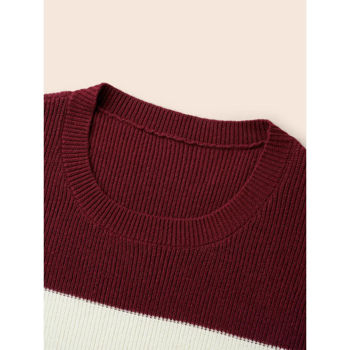 Plus Size Supersoft Essentials Holiday Color Block Pullover Multicolor Women Casual Loose Long Sleeve Round Neck Everyday Pullovers BloomChic 18-20/2X Product Image