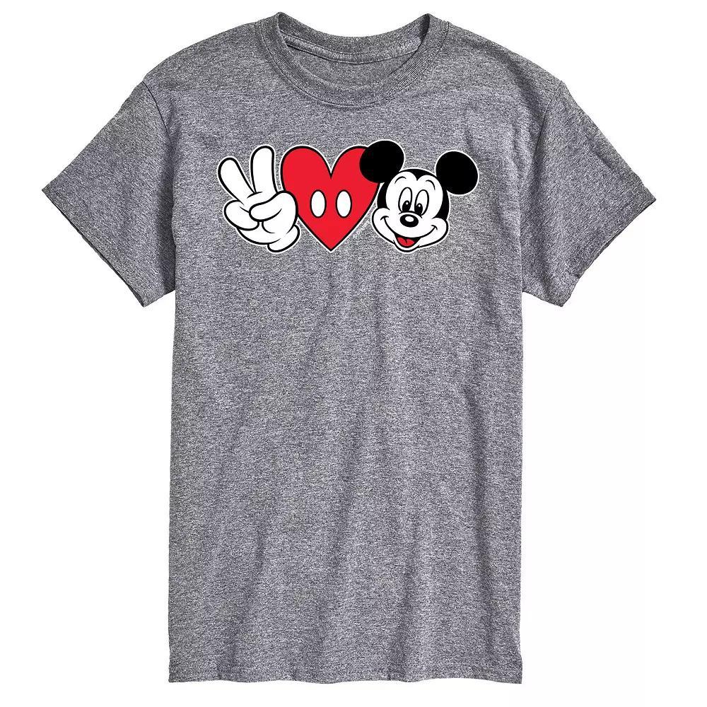 Disneys Mickey Mouse Big & Tall Peace Love Graphic Tee, Mens Product Image