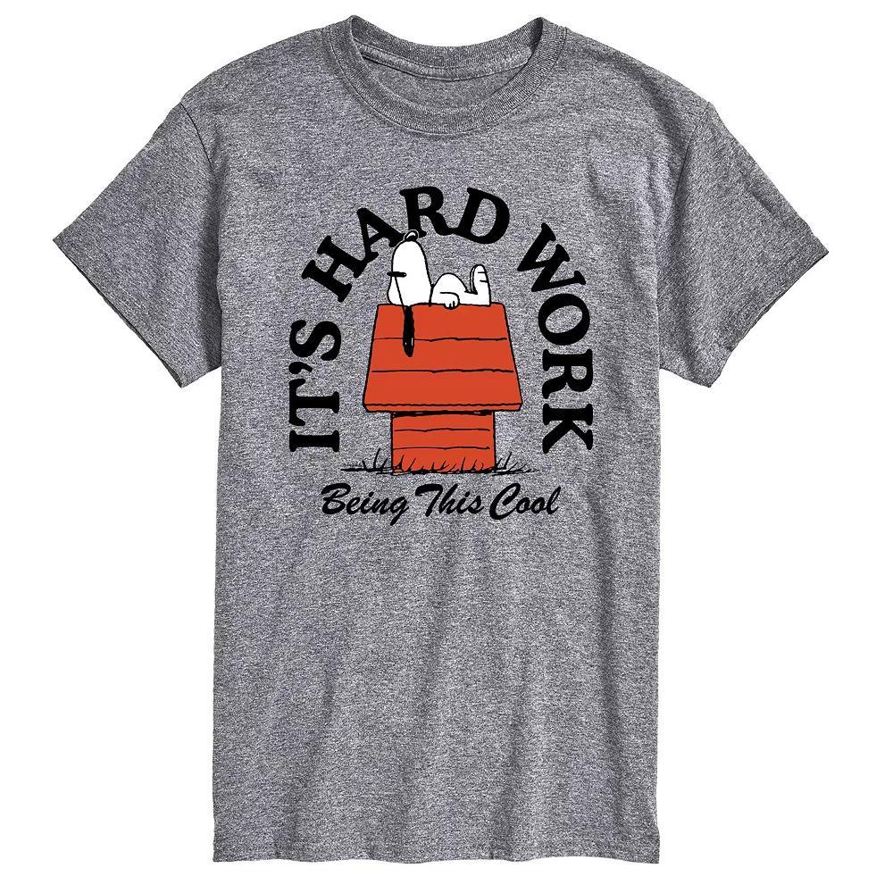 Mens Peanuts Its Hard Work Being Cool Graphic Tee Grey Gray Product Image