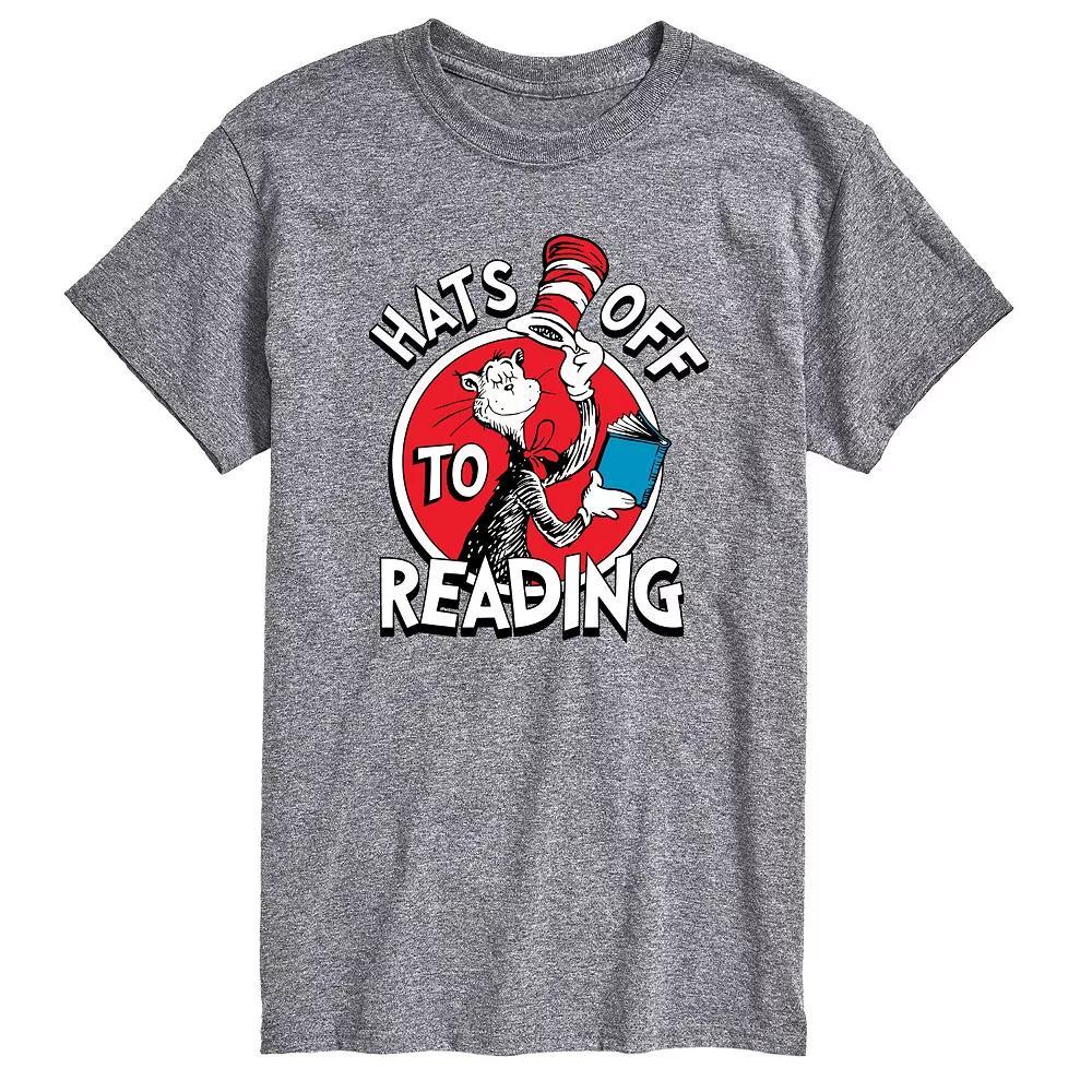 Big & Tall Dr. Seuss The Cat in the Hat Hats Off To Reading Graphic Tee, Mens Grey Gray Product Image