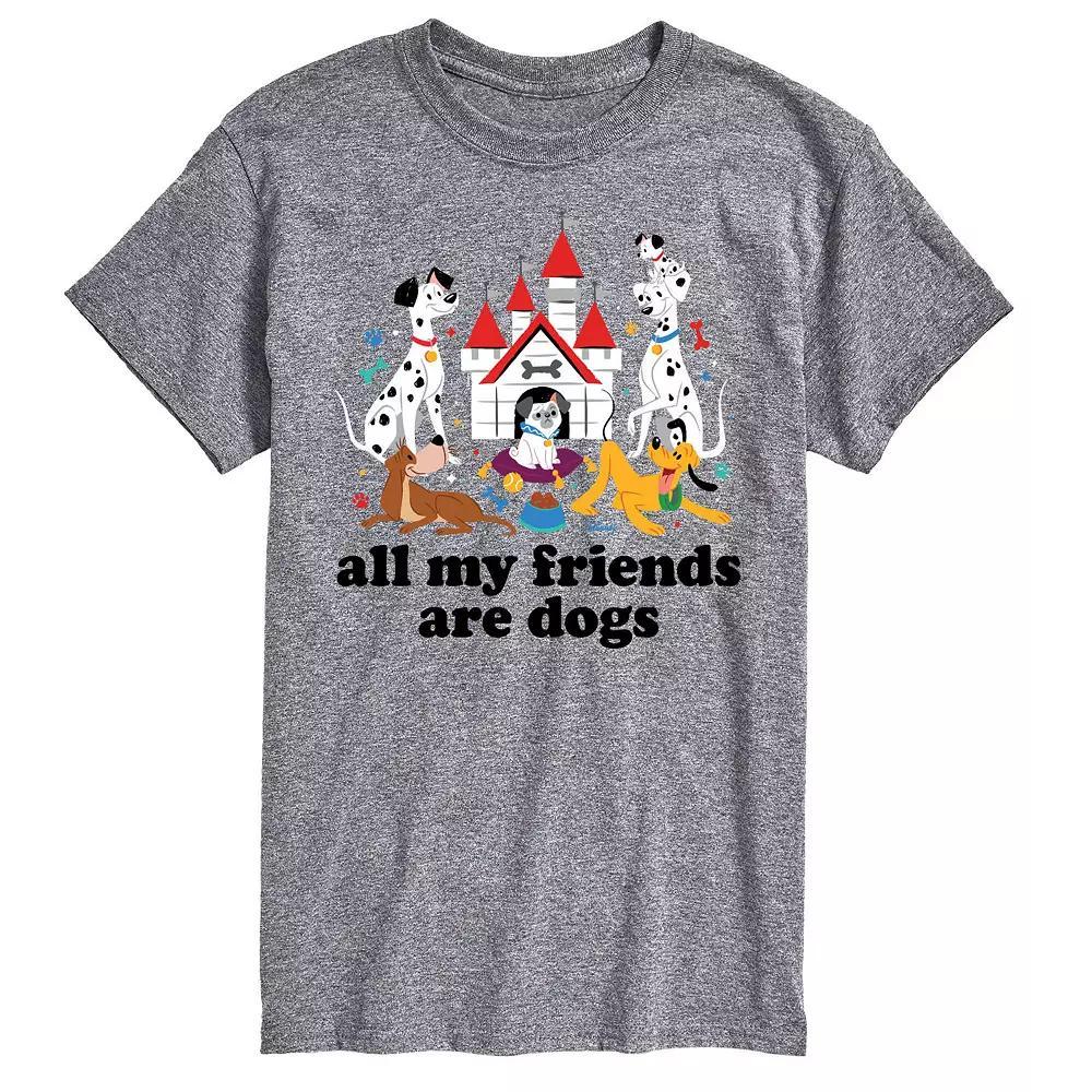 Disney Mens All My Friends Are Dogs Graphic Tee Grey Gray Product Image