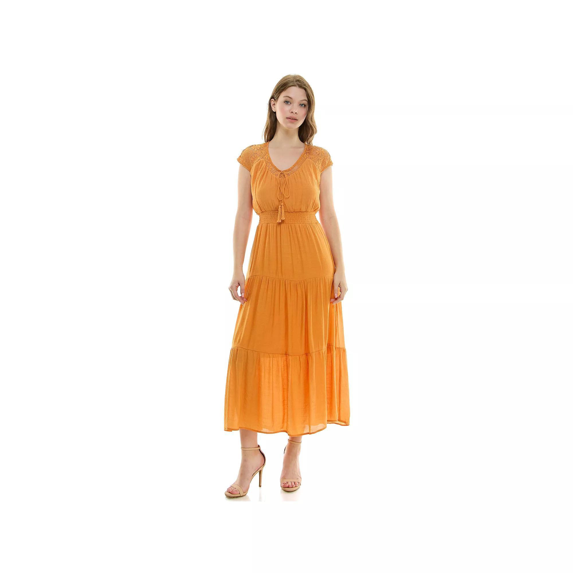 Womens Luxology Gauze Smocked Waist Maxi Dress Blue Product Image