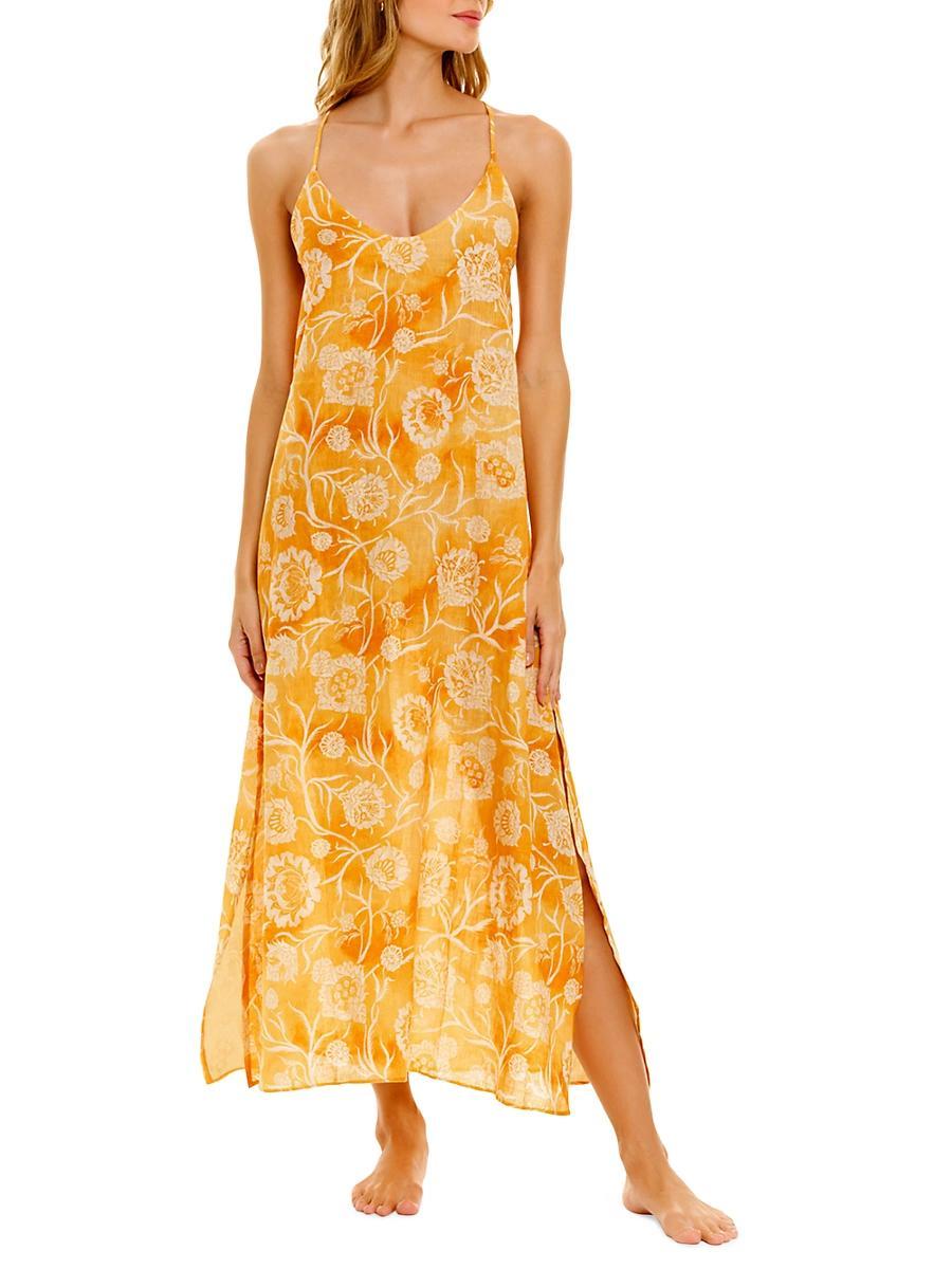 Womens Summer Soire Frida Claire Floral Linen Maxi Dress Product Image