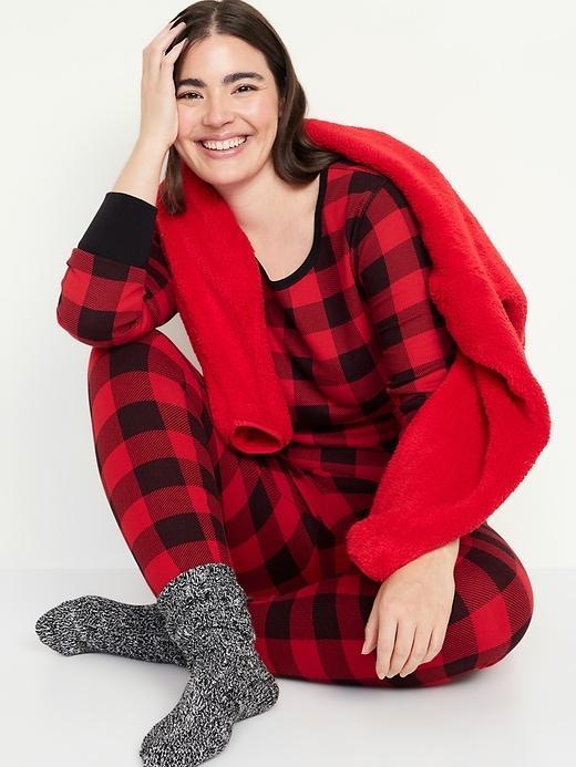 Printed Waffle Pajama Top for Women Product Image
