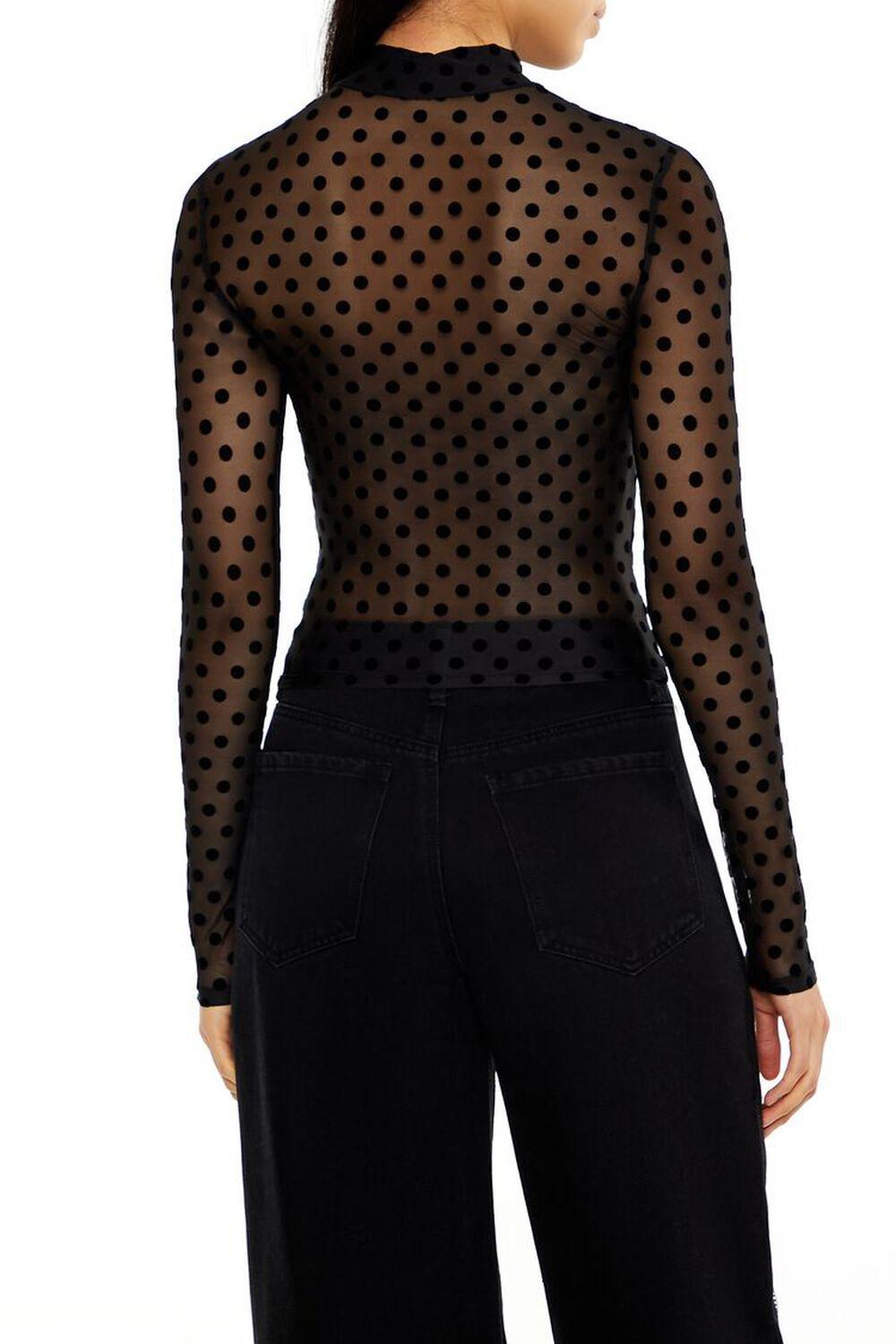 Mesh Polka Dot Mock Neck Top | Forever 21 Product Image