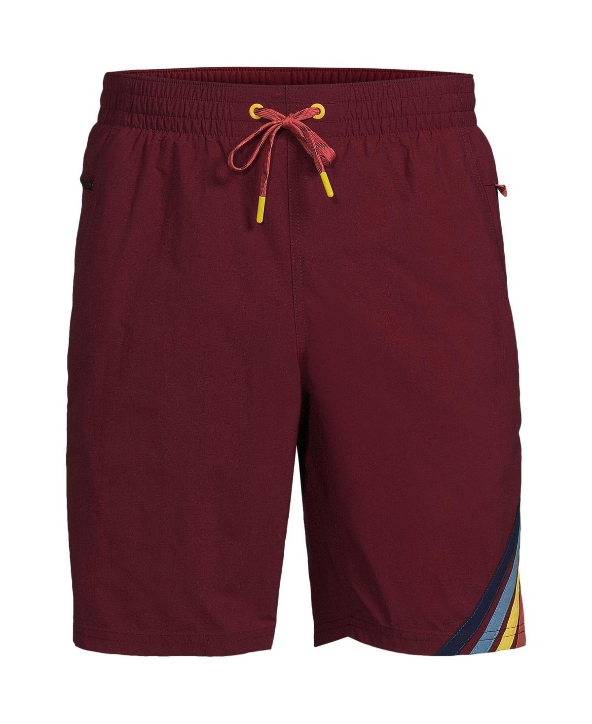 Mens Lands End 9 Swim Trunks Lime Green Colorblock Product Image