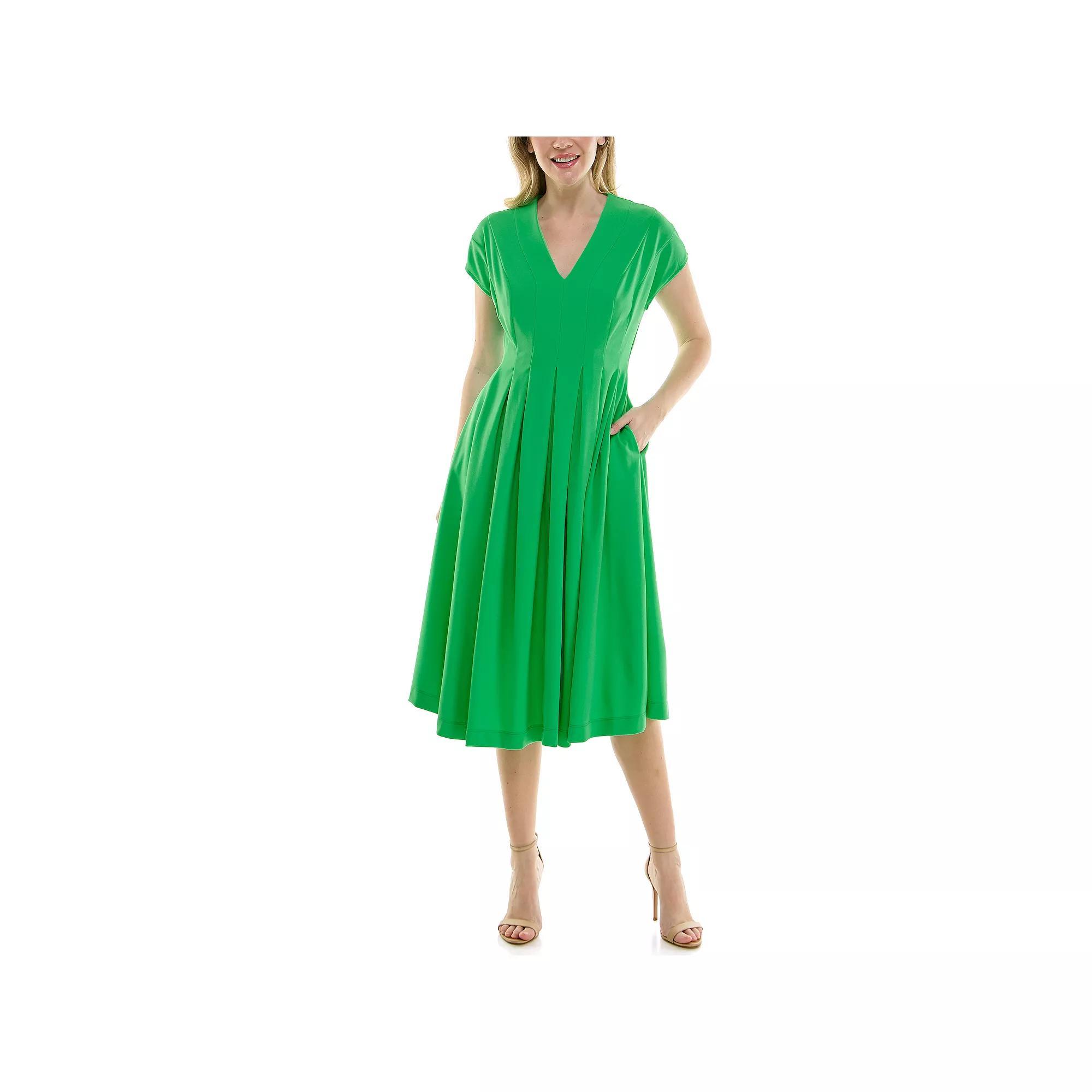 Women's Maison Tara Crepe Inverted Pleat Midi Dress, Size: 1, Fern Product Image