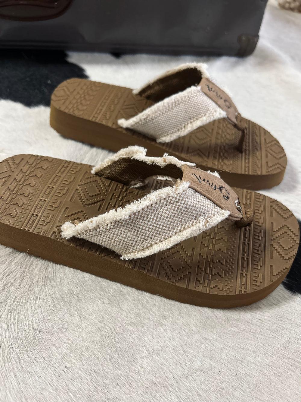 Natural Brexly Aztec Flip Flops Product Image