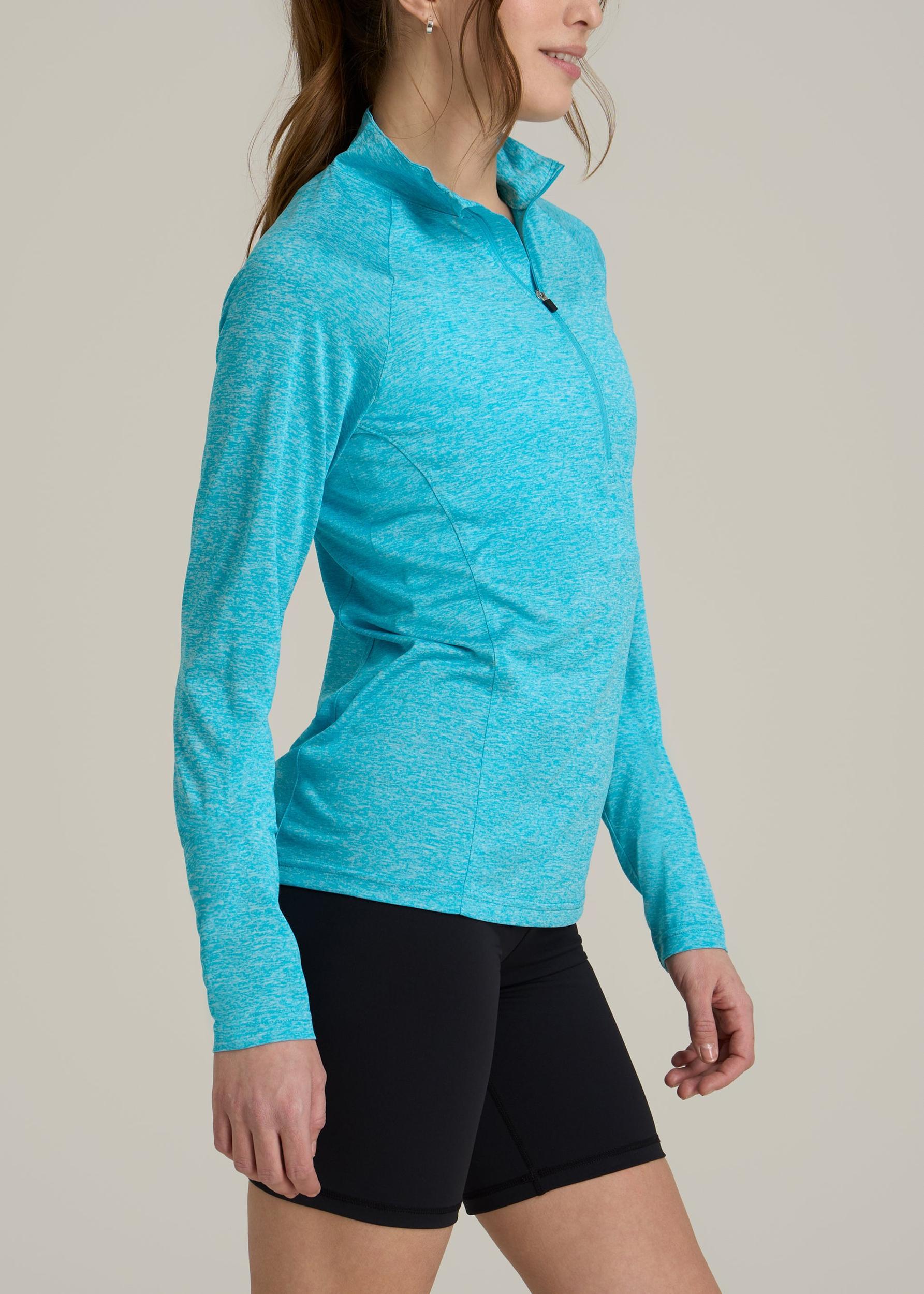 Long Sleeve Active Half Zip Pullover Tall Women's Jacket in Scuba Blue Mix Product Image