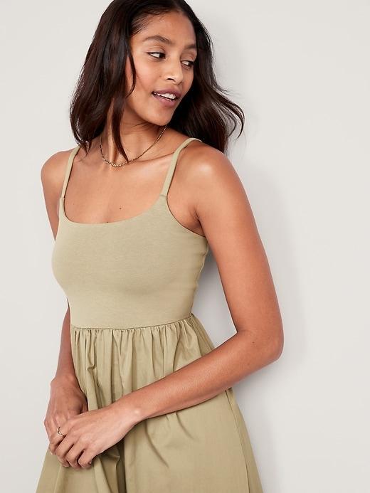 Fit & Flare Combination Midi Dress Product Image