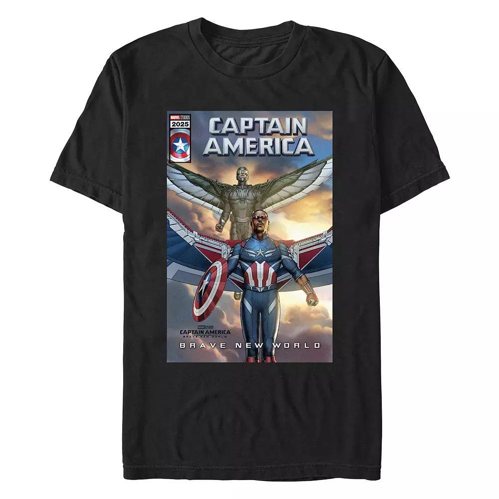 Men's Marvel Captain America Brave New World Captain And Falcon Cover Graphic Tee, Size: XL, Black Product Image