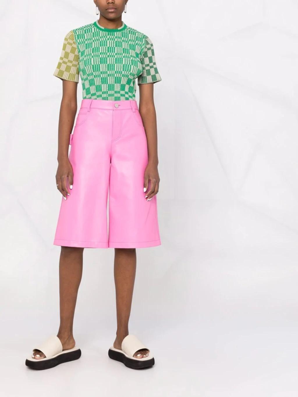 BOTTEGA VENETA Pink Leather Bermuda Shorts Product Image