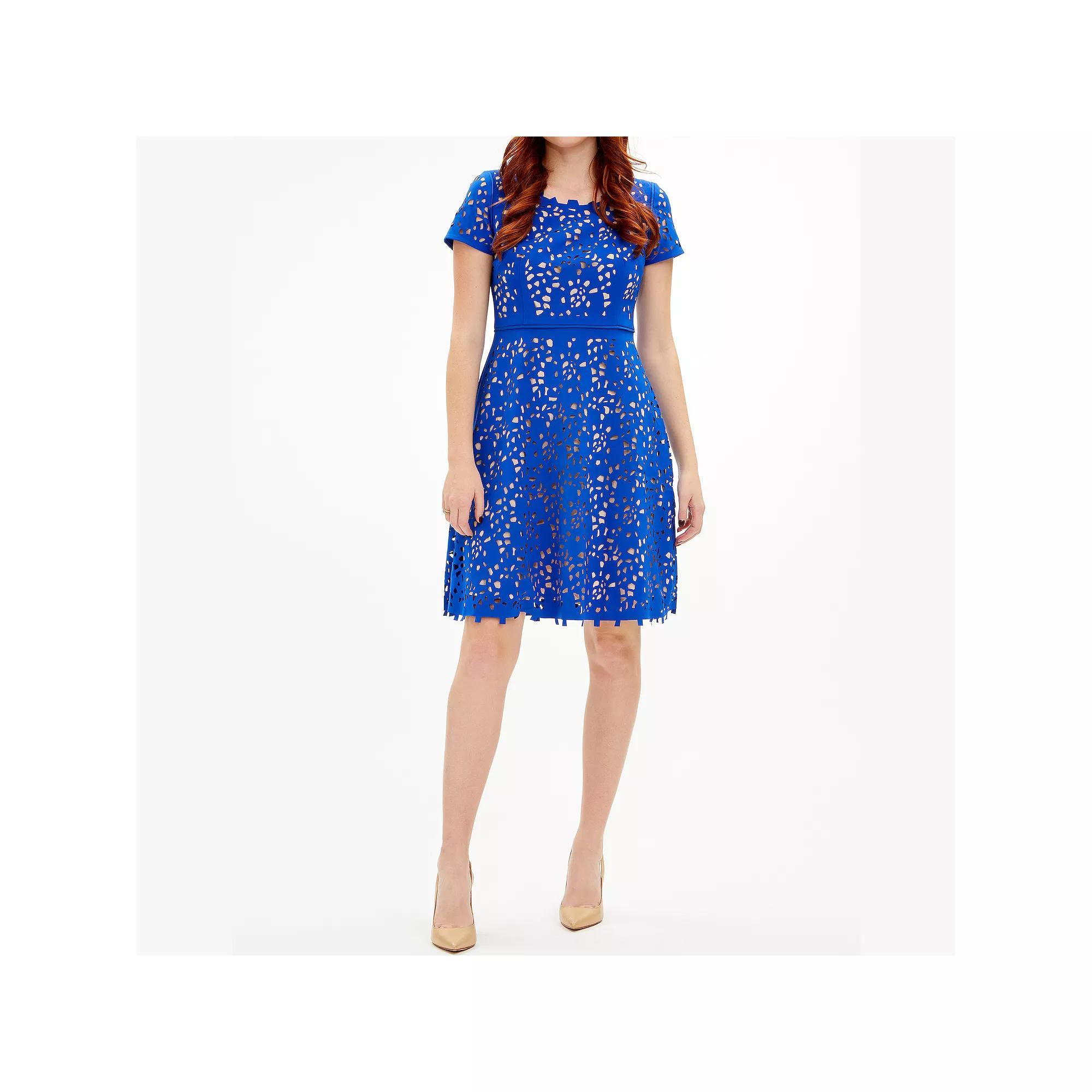 Women's Focus By Shani Cutout Fit & Flare Dress, Size: 6, Blue Product Image