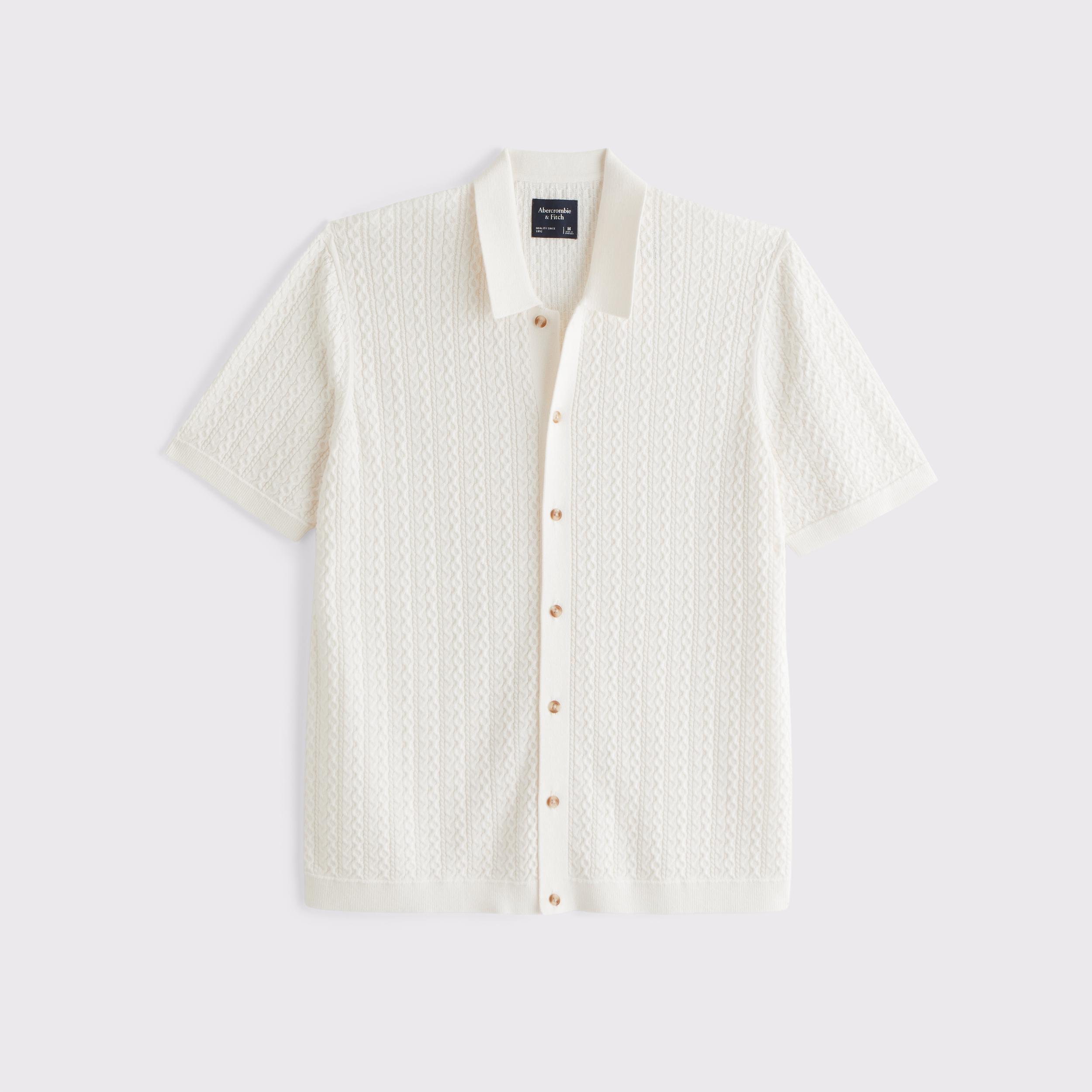 Cable Button-Through Sweater Polo Product Image