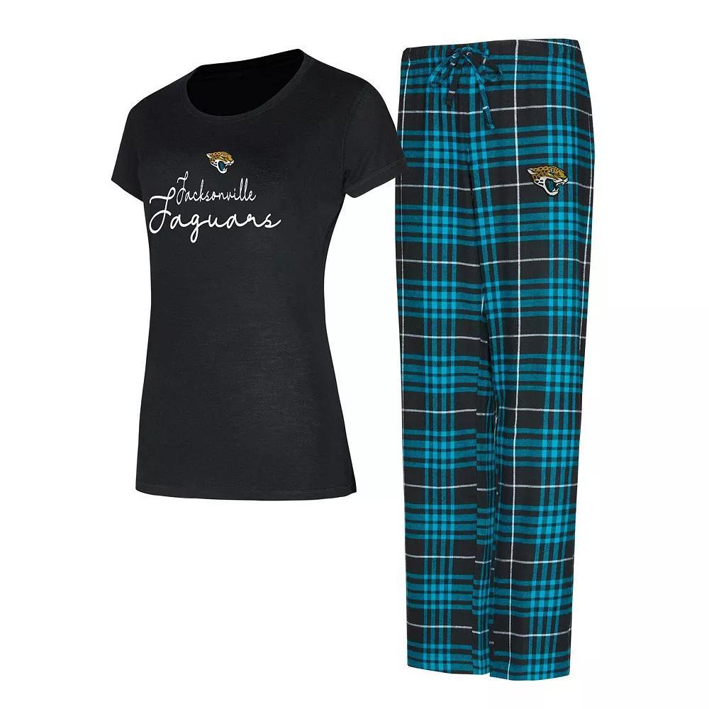 Women's Concepts Sport Jacksonville Jaguars Vector T-Shirt & Flannel Pants Sleep Set, Size: Large, Black Product Image