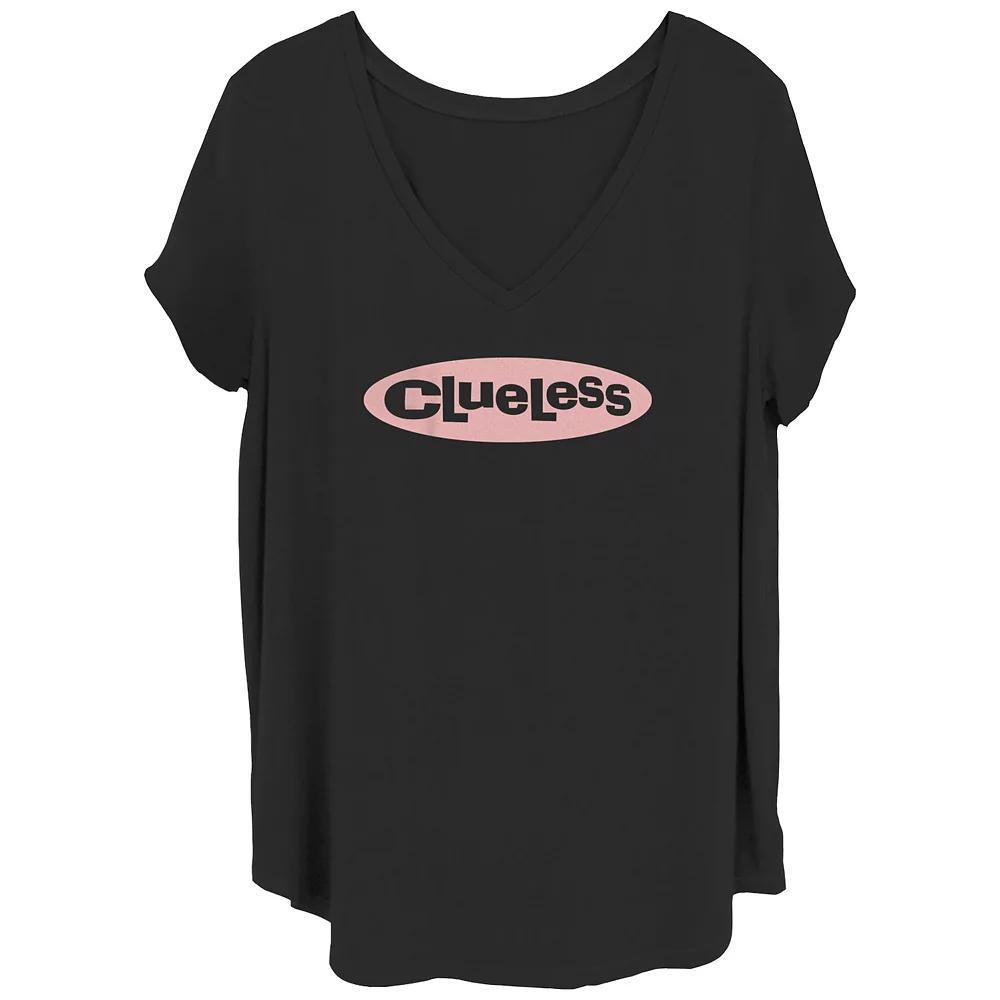 Juniors' Plus Clueless Logo V-Neck Graphic Tee, Women's, Size: 4XL, Black Product Image