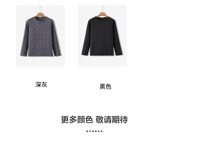 Crew Neck Plain Quilted Sweatshirt Product Image