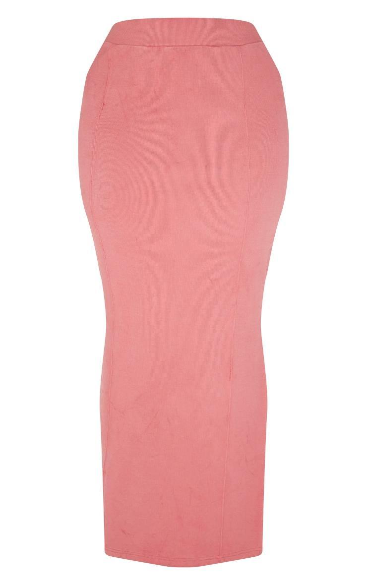 Shape Washed Red Ribbed Pocket Back Detail Maxi Skirt Product Image