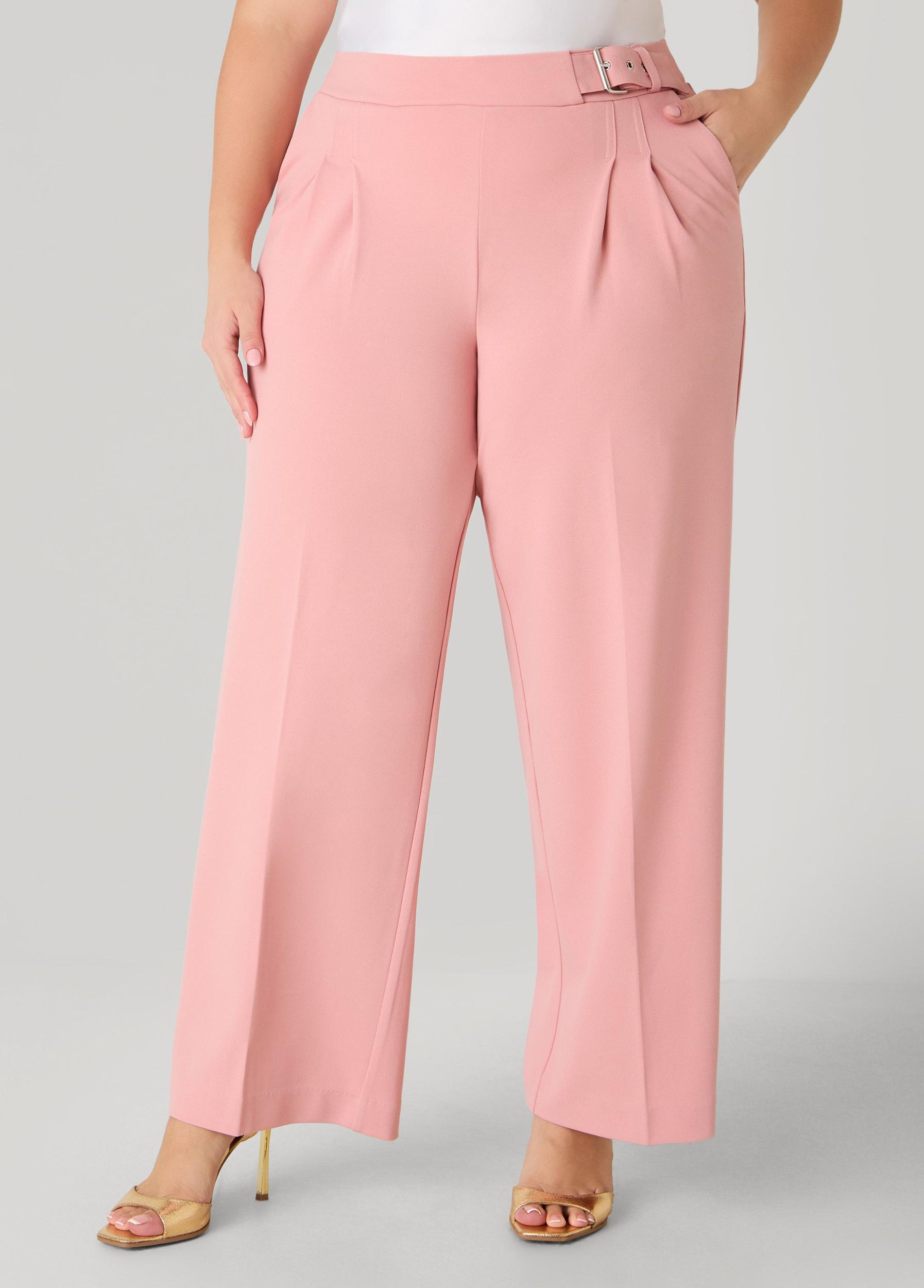 Belted Pleated Straight Leg Pants Product Image