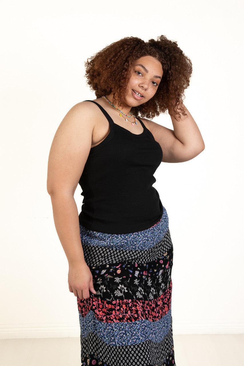 Extended Sizes Black Ribbed Tank Product Image