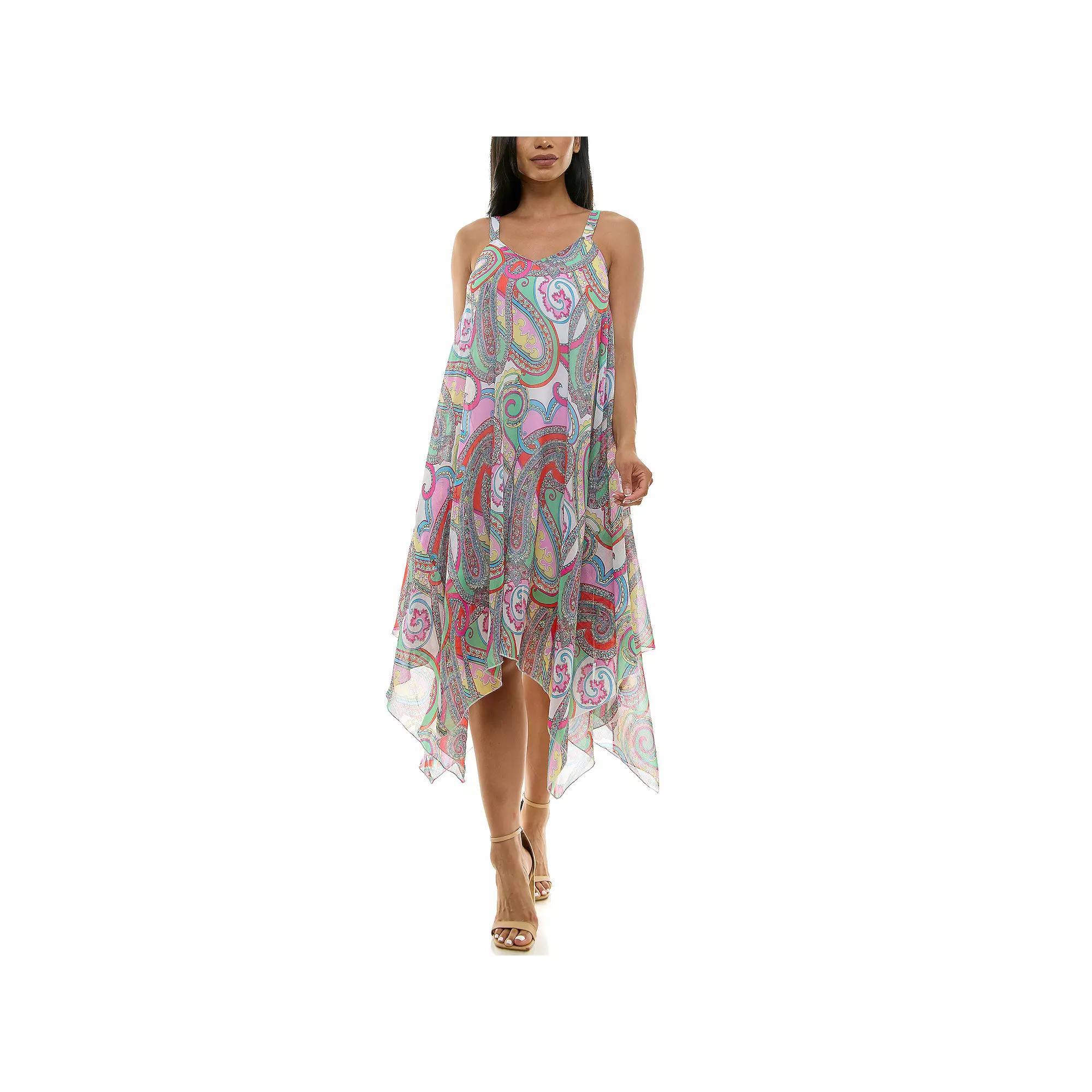 Women's Nina Leonard Uneven Hem Dress, Size: Large, Guava Team Product Image