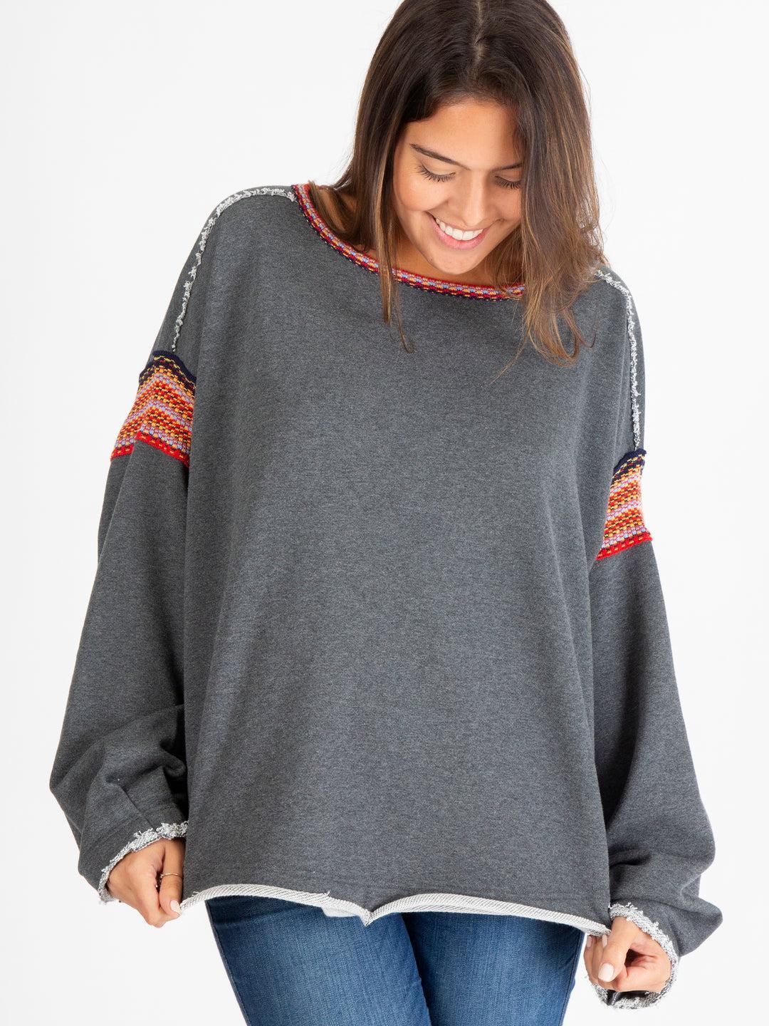 Knit Trim Sweatshirt Product Image