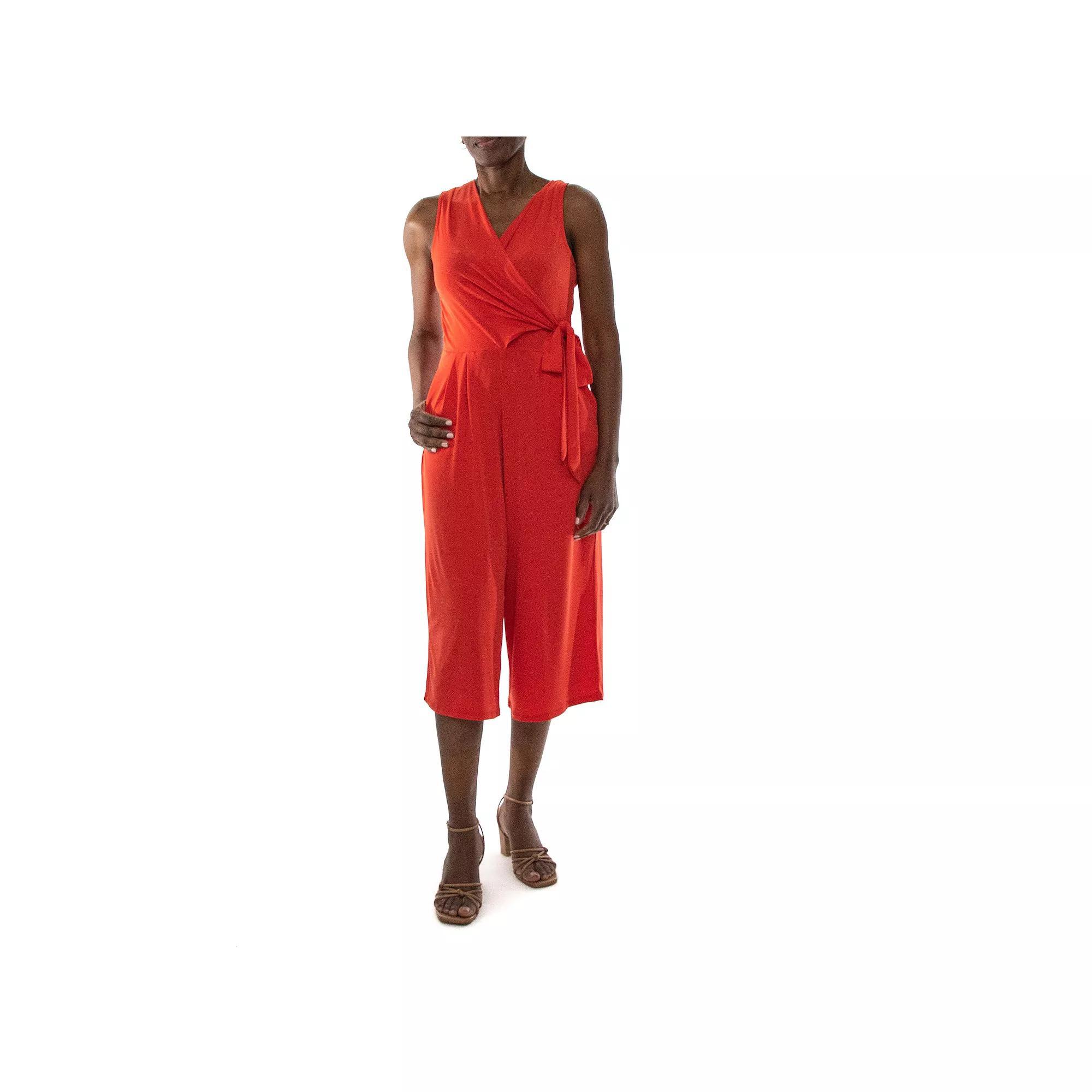 Women's Nina Leonard Wide-Leg Capri Jumpsuit, Size: Large, Candy Apple Product Image
