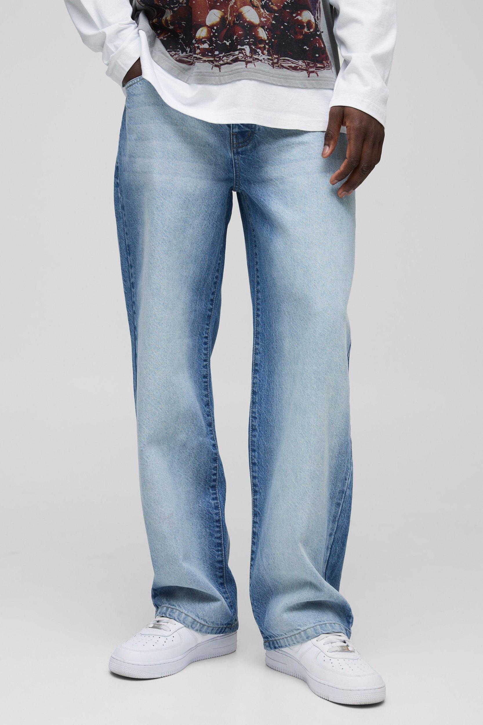 Relaxed Fit Extreme Washed Woven Tab Jeans | boohooMAN USA Product Image