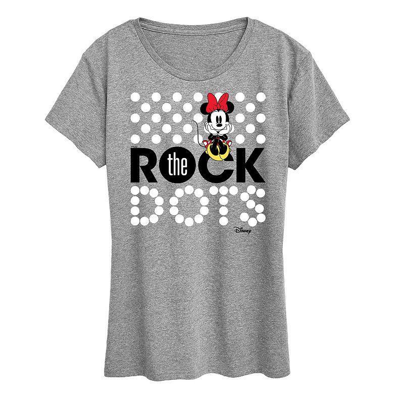 Disneys Minnie Mouse Rock The Dots Graphic Tee, Womens Grey Red Product Image