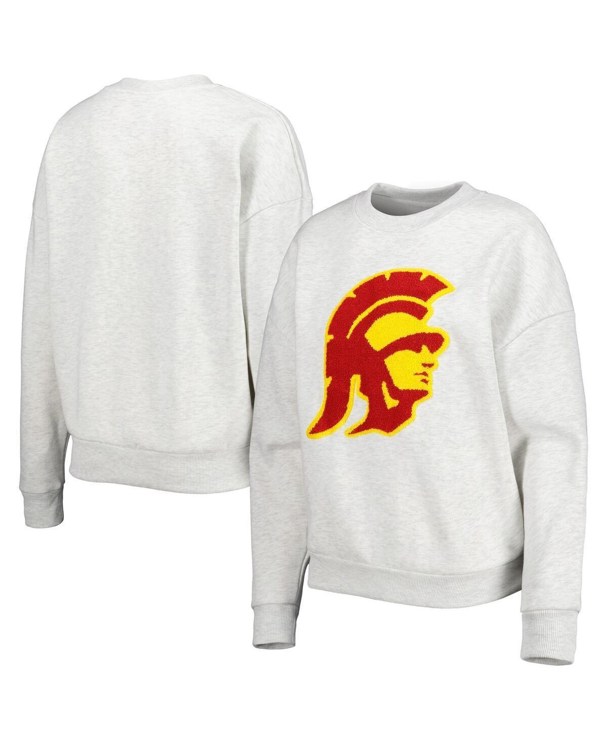 Women's Gameday Couture Heather Gray USC Trojans Chenille Patch Fleece Pullover Sweatshirt, Size: 2XL, Grey Product Image