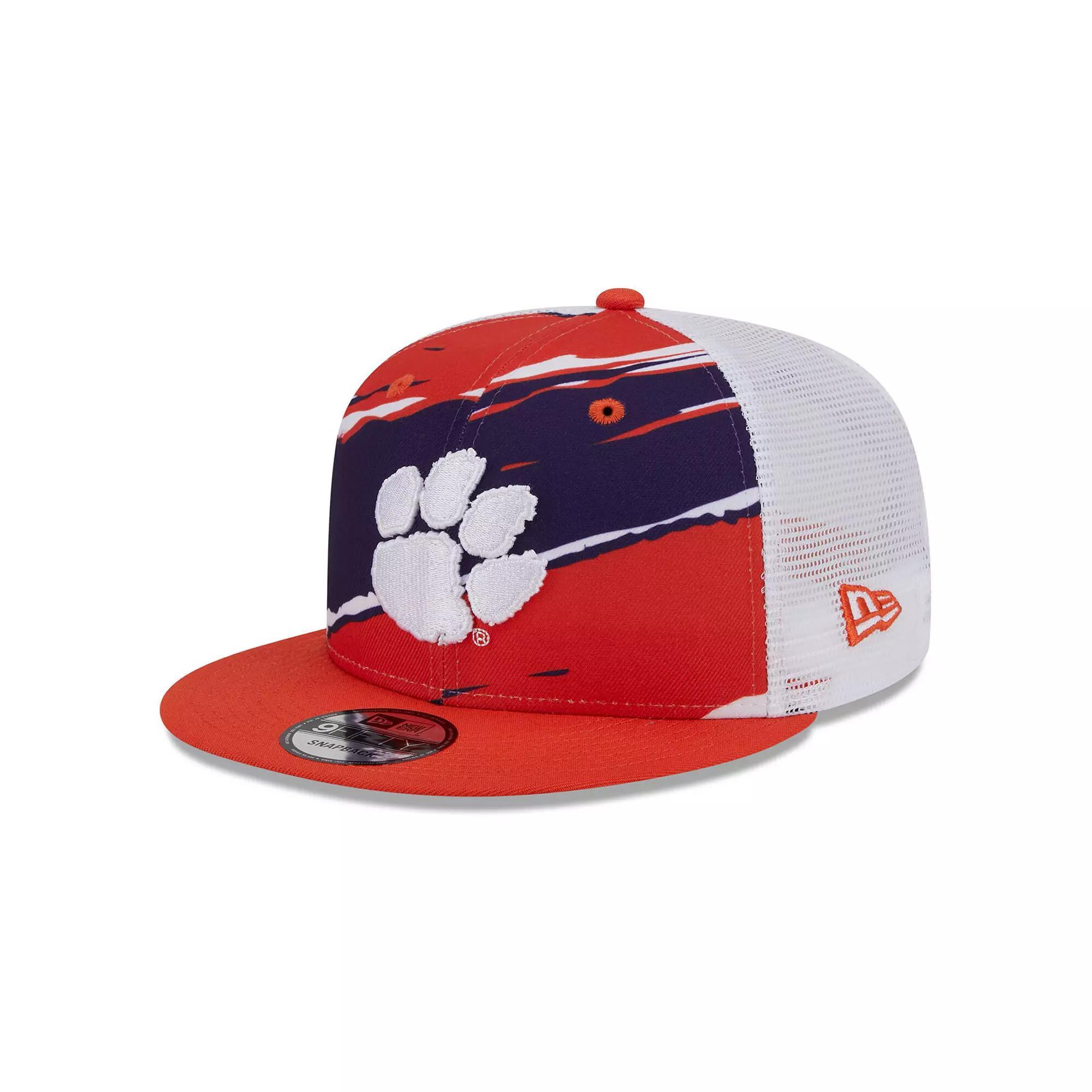 Men's New Era Orange Clemson Tigers Tear Trucker 9FIFTY Snapback Hat Product Image