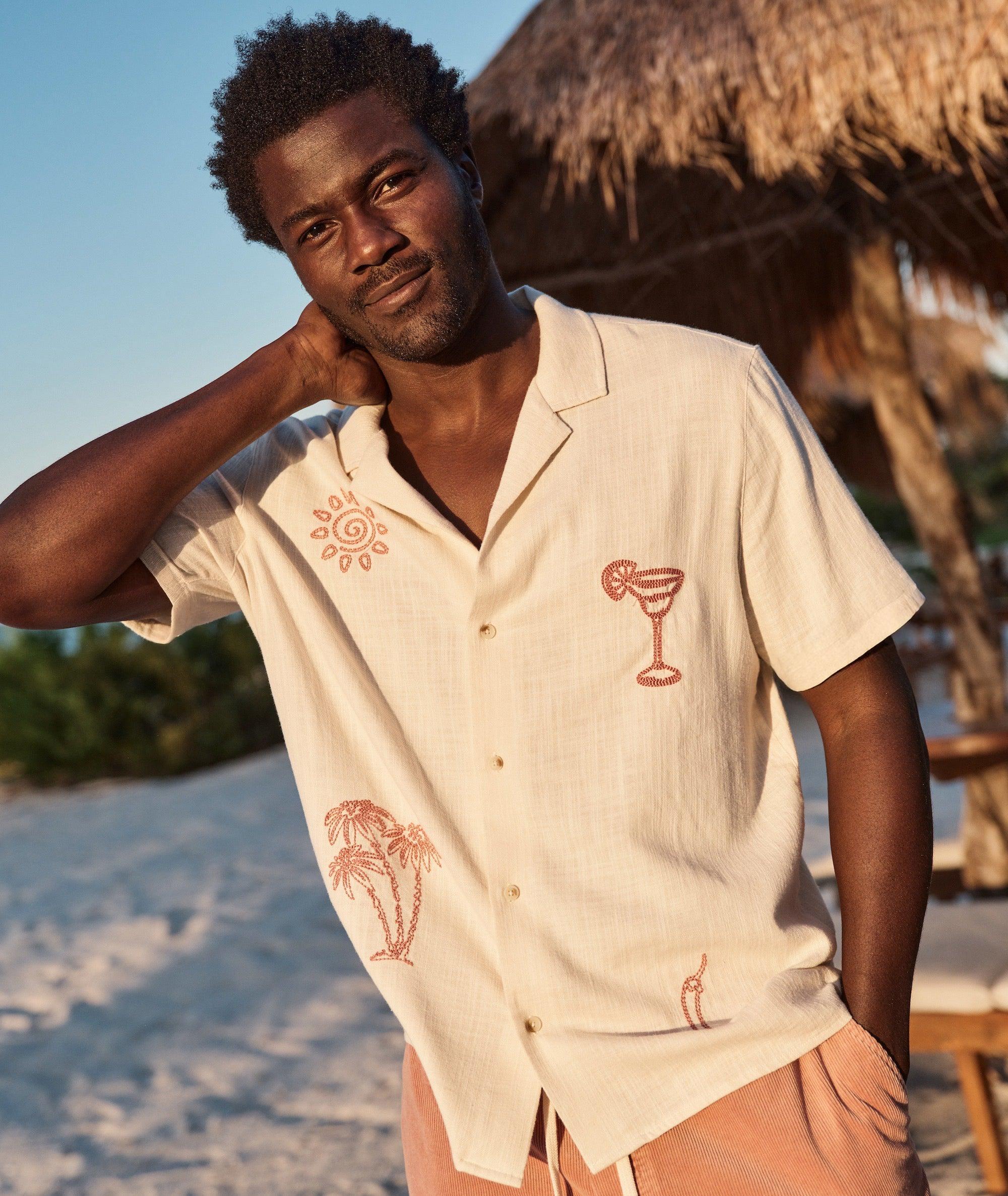 Stretch Selvage Embroidered Resort Shirt Product Image