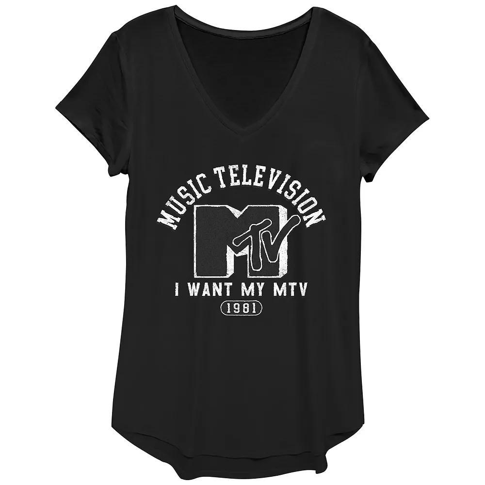 Women's MTV Music College Redux Graphic Tee, Girl's, Size: Large, Black Product Image
