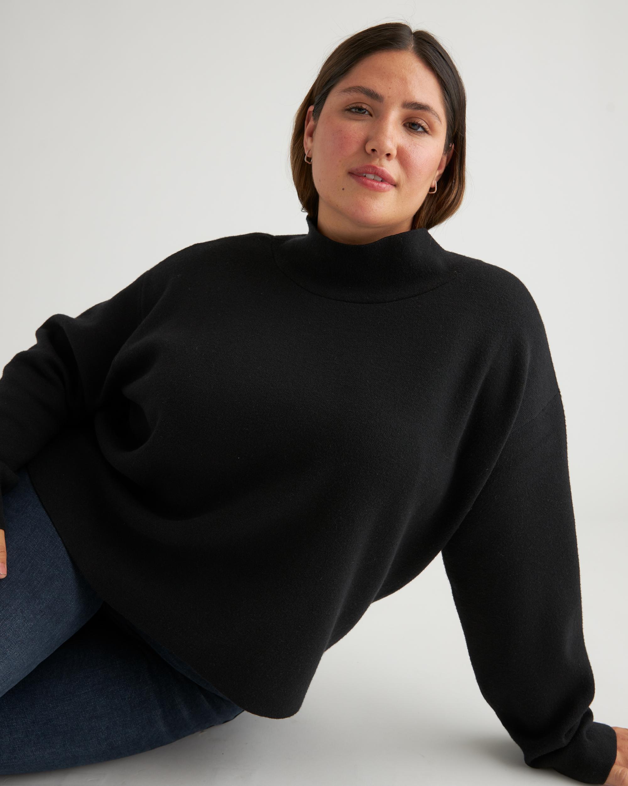 Quince | Women's Eco-Knit Milano Stitch Mock Neck Pullover Viscose Product Image
