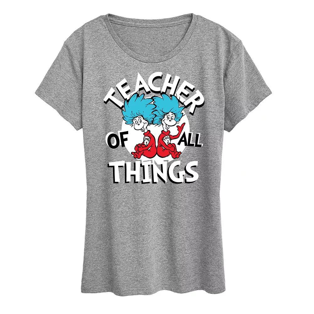 Women's Dr. Seuss Teacher Of All Things Graphic Tee, Size: XXL, Grey Royal Blue Product Image
