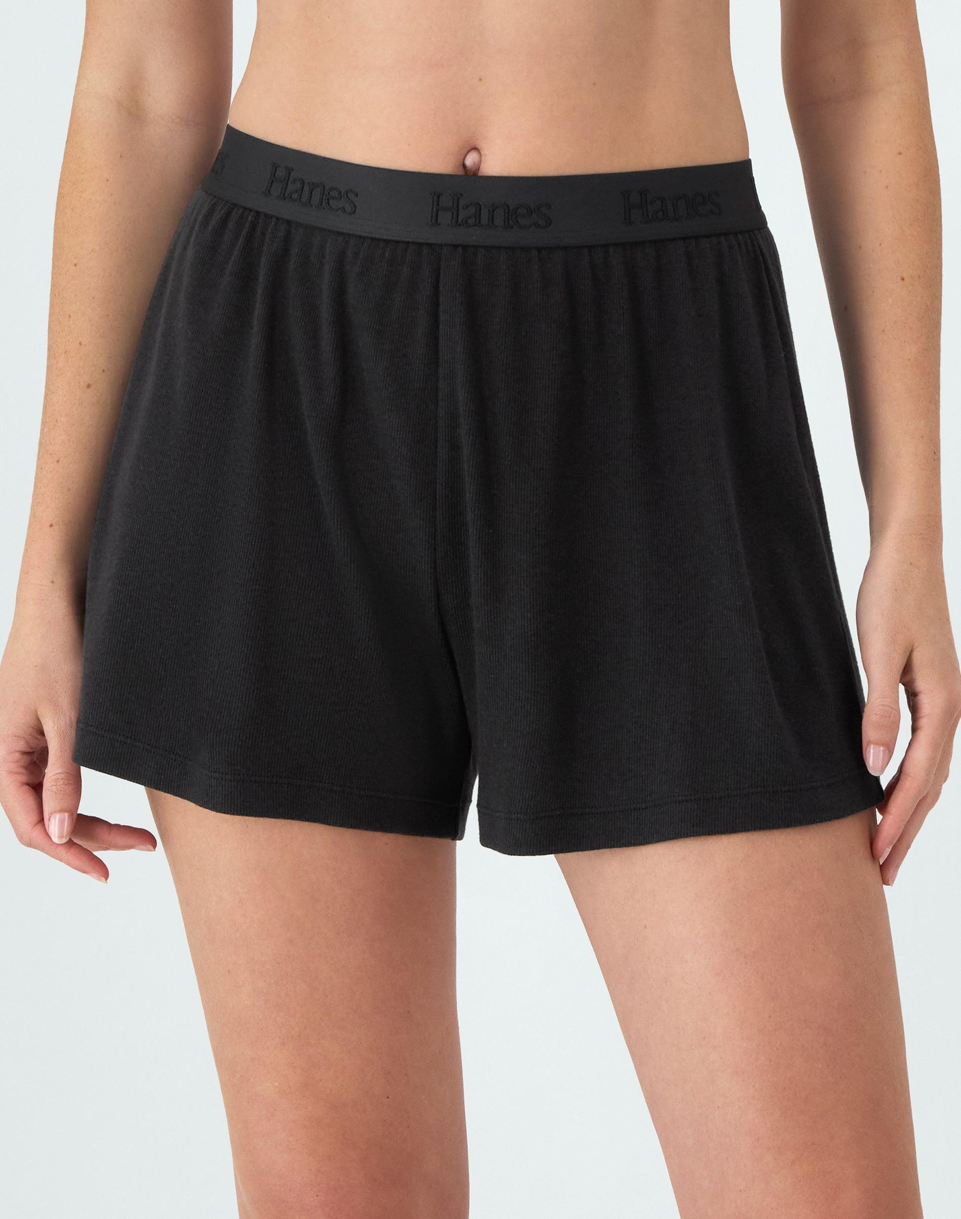 Hanes Originals Womens SuperSoft Comfywear Rib Sleep Shorts Asphalt 2XL Product Image